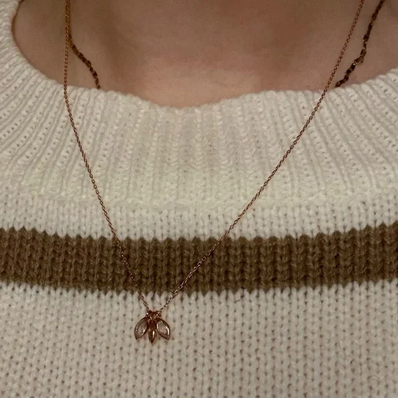 Sarah O. 3 Marquise Moonstone Pendants Necklace Rose Gold - Picture 4 of 5